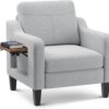 upholstered reading chair with side table upholstered reading chair with side table