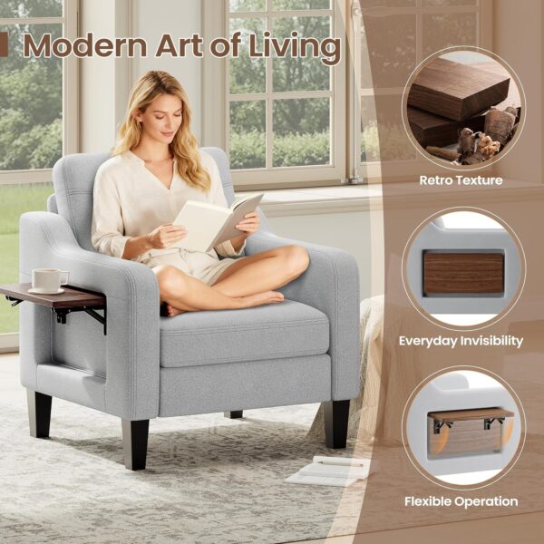 81McRMAX6tL._AC_SL1500_ Upholstered Armchair with Foldable Side Table