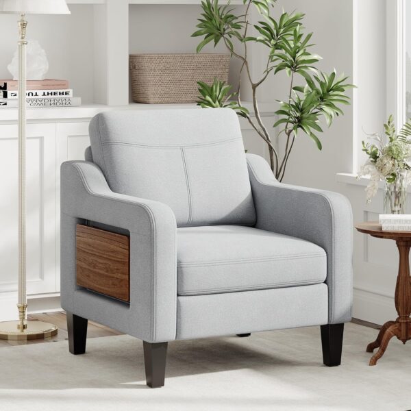 91wG9FtV5wL._AC_SL1500_ Upholstered Armchair with Foldable Side Table