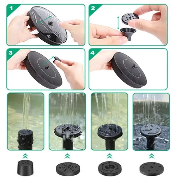 Solar Power Bird Bath Fountain - 1.4W Solar Fountain with 4 Nozzles