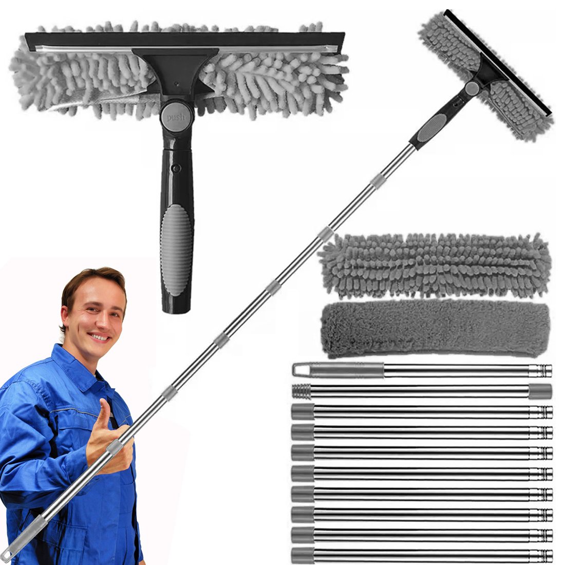 Window Extenable Cleaner Telescopic Window Cleaner Extendable Glass Cleaning Tool