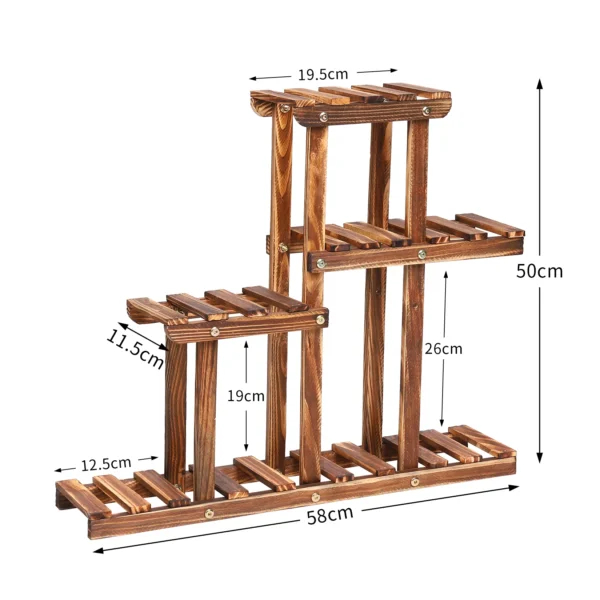 Carbonized Wood Plant Stand Multi-Tier Succulent Rack