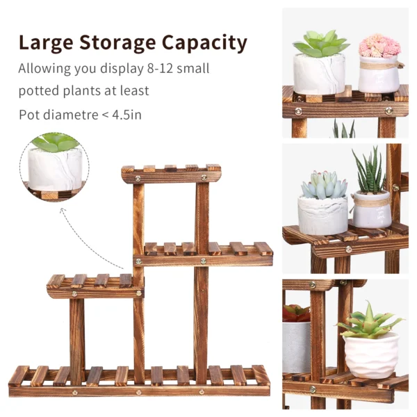 Carbonized Wood Plant Stand Multi-Tier Succulent Rack