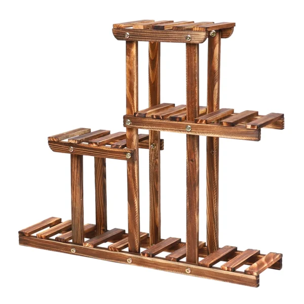 Carbonized Wood Plant Stand Multi-Tier Succulent Rack