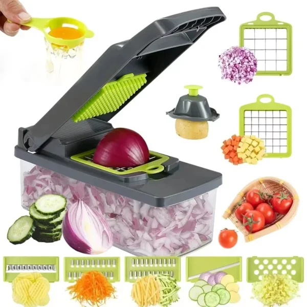 multi blade vegetable chopper set slicing vegetables