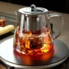 borosilicate glass teapot with stainless steel infuser